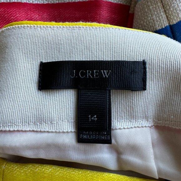 J. Crew Colorful Jacquard Stripe Pencil Skirt Straight Skirt Lined Fringe Hem - Picture 3 of 16